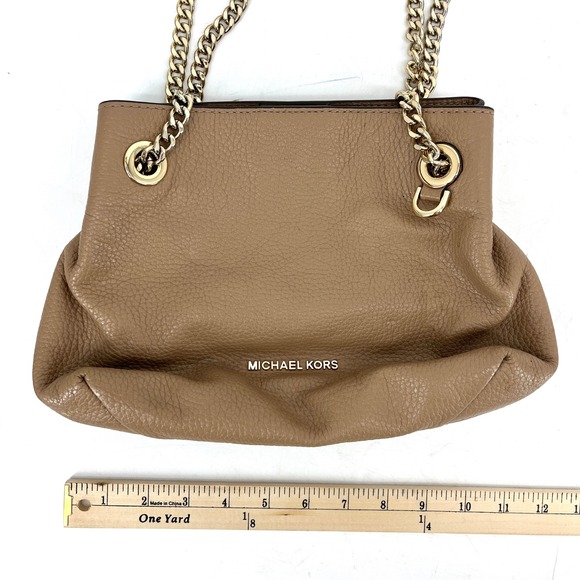 Michael Kors Jet‎ Set Leather Chain Strap Shoulder Bag Taupe Gold Hardware - Picture 3 of 7